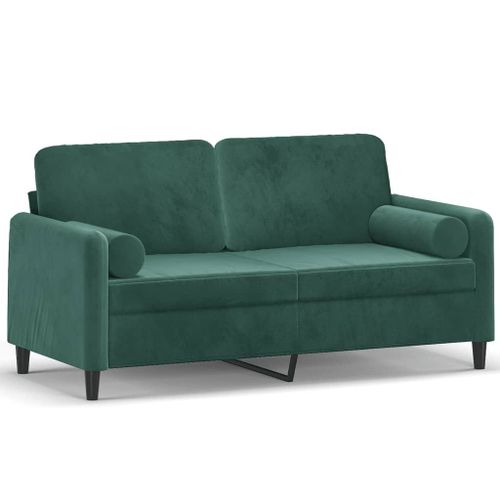 Vidaxl Canapé 2 Places Avec Oreillers Vert Foncé 140 Cm Velours