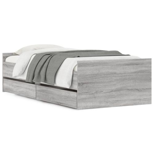 Vidaxl Cadre De Lit Avec Tiroirs Sans Matelas Sonoma Gris 90x190 Cm