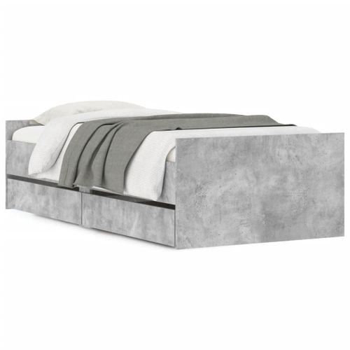 Vidaxl Cadre De Lit Avec Tiroirs Sans Matelas Gris Béton 90x190 Cm