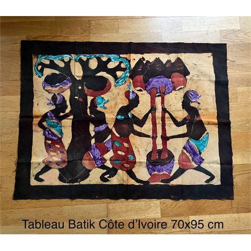Tableau tissu Batik Côte d'Ivoire 95x70 cm