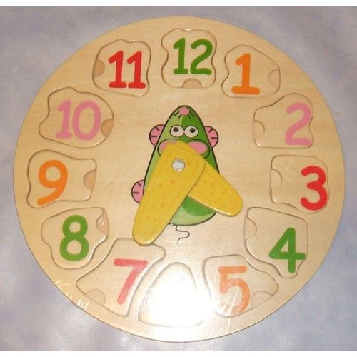 Puzzle - 12 Pièces - Horloge En Bois