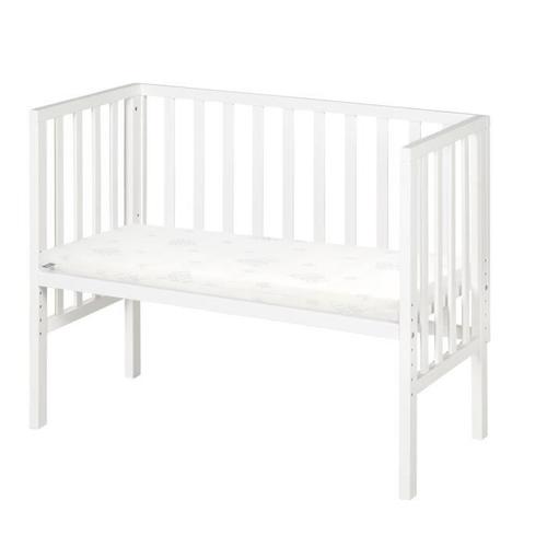 Roba Berceau Cododo 2en1 Réglable "Safe Asleep®" 90 X 45 Cm + Matelas + Barrière En Maille - Bois Laqué Blanc