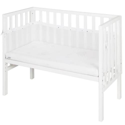 Roba Berceau Cododo 2en1 Réglable "Safe Asleep®" 90 X 45 Cm + Matelas + Barrière En Toile Et Pourtour En Maille - Bois Laqué Blanc