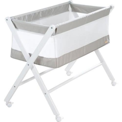 Berceau Cododo Pliable 90 X 45 En Toile Et Mtaille + Matelas Et Roulettes À Freins - Gris/Blanc - Roba