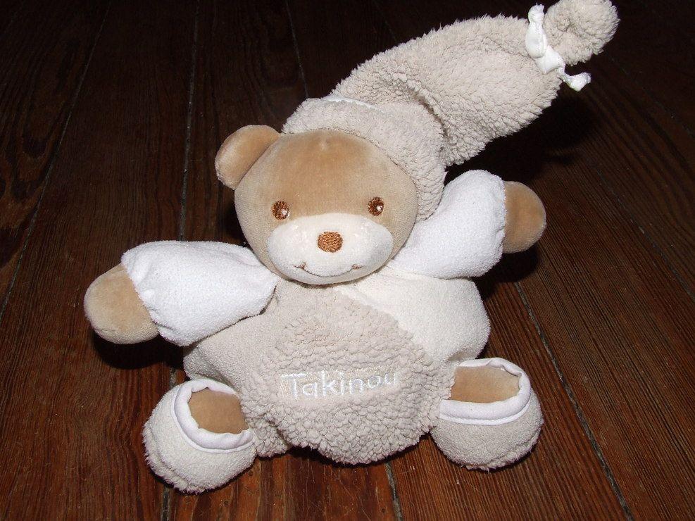 OURS TAKINOU DOUDOU BOULE SABLE BEIGE PELUCHE DE 21 CMS BONNET DE 15 CMS Rakuten