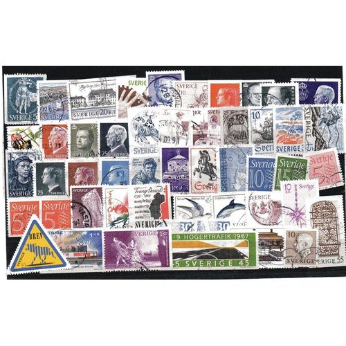 Lot De 50 Timbres De Suede Obliteres Tous Differents