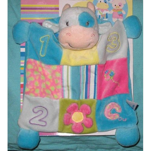 Vache Doudou Hochet Plat Patchwork Tiamo Collection Edl