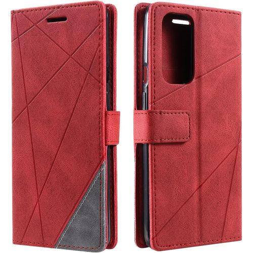 Coque Pour Oneplus 9 Pro, Portefeuille Etui En Pu Cuir Antichoc Tpu, Housse A Rabat Compatible Avec Oneplus 9 Pro, Rouge