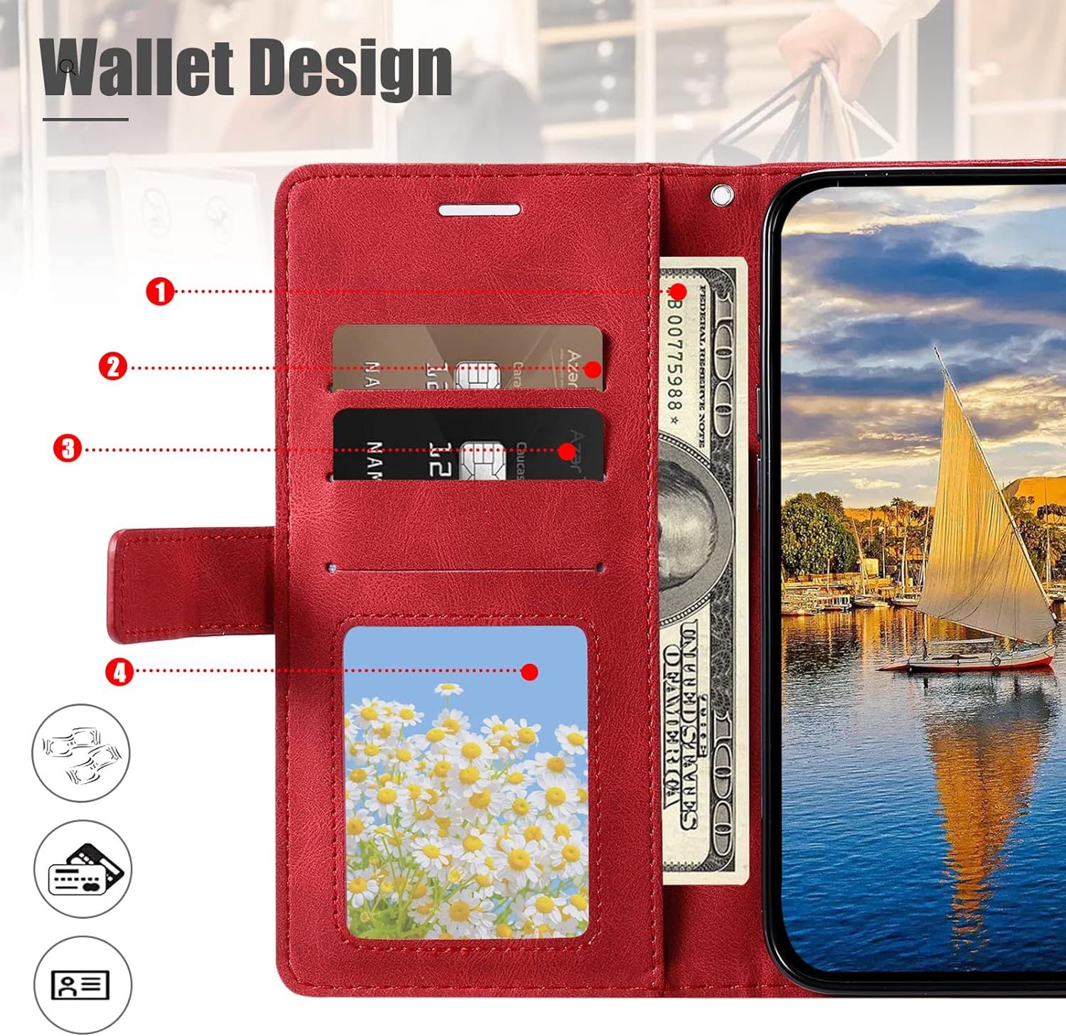 Coque Pour Oppo Find X2 Lite/Reno 3 5g, Portefeuille Etui En... - 3
