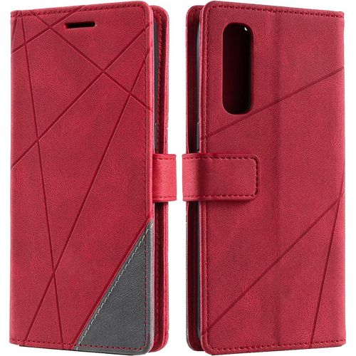 Coque Pour Oppo Find X2 Neo/Reno 3 Pro 5g, Portefeuille Etui En Pu Cuir Antichoc Tpu, Housse A Rabat Compatible Avec Oppo Find X2 Neo/Oppo Reno 3 Pro 5g, Rouge
