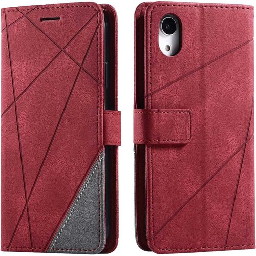 Coque Pour Iphone Xr, Portefeuille Etui En Pu Cuir Antichoc Tpu, Housse A Rabat Compatible Avec Iphone Xr, Rouge