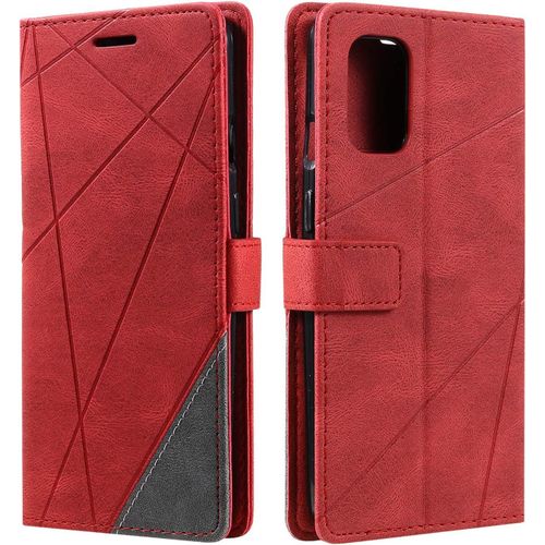 Coque Pour Oneplus 8t, Portefeuille Etui En Pu Cuir Antichoc Tpu, Housse A Rabat Compatible Avec Oneplus 8t, Rouge