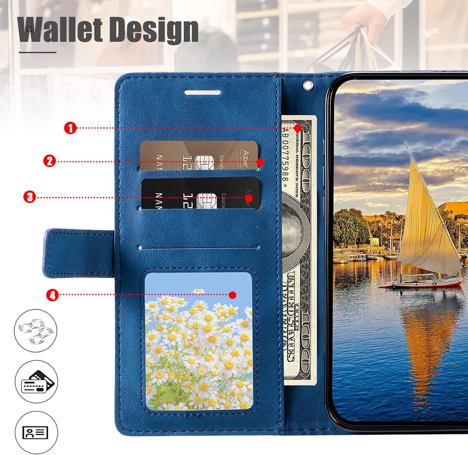 Coque Pour Realme 7 Pro, Portefeuille Etui En Pu Cuir Antich... - 3