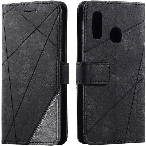 Coque Pour Galaxy A20e / Galaxy A202, Portefeuille Etui En Pu Cuir Antichoc Tpu, Housse A Rabat Compatible Avec Samsung Galaxy A20e / Galaxy A202, Noir