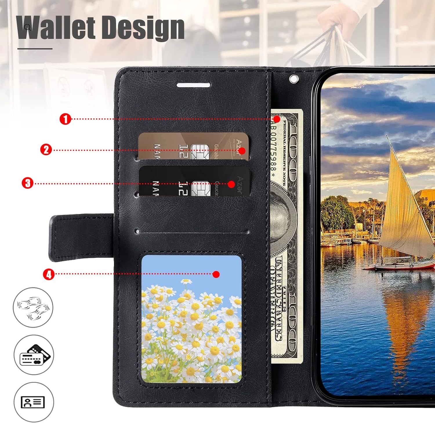 Coque Pour Realme 7 Pro, Portefeuille Etui En Pu Cuir Antich... - 3
