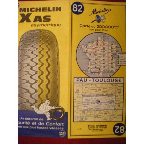 Carte Michelin 82  - Pau - Toulouse