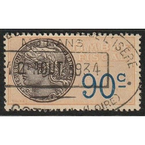 France Timbre Fiscal - Daussy 1925 (0,90f) N°21 Oblitéré 10 Aout 1934 Moirans Isère