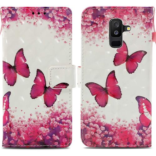 Coque Pour Samsung Galaxy A6 Plus 2018, Housse Premium En Cuir Samsung A6 Plus 2018, Magnetique Flip Case Portefeuille Pu Cuir A Rabat Housse Etui De Protection Avec Porte Cartes (Papillon 1)
