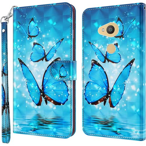Coque Pour Sony Xperia Xa2, Housse Premium En Cuir Sony Xperia Xa2, Magnetique A Clapet Anti-Choc Flip Case Portefeuille Pu Cuir A Rabat Housse Etui De Protection Avec Porte Cartes(Papillon 3)