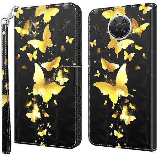 Coque Pour Nokia 6.3/G20/G10, Housse Premium En Cuir Nokia 6.3/G20/G10, Magnetique Flip Case Portefeuille Pu Cuir A Rabat Housse Etui De Protection Avec Porte Cartes (Papillon 4)
