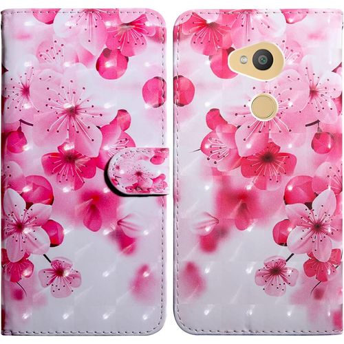 Coque Pour Sony Xperia Xa2, Housse Premium En Cuir Sony Xperia Xa2, Magnetique A Clapet Anti-Choc Flip Case Portefeuille Pu Cuir A Rabat Housse Etui De Protection Avec Porte Cartes(Fleur 2)