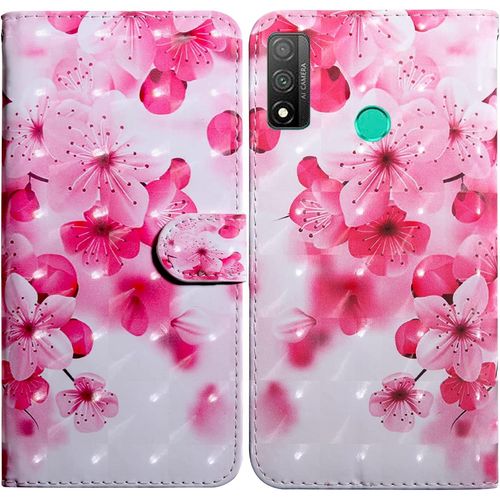 Coque Pour Huawei P Smart 2020, Housse Premium En Cuir Huawei P Smart 2020, Magnetique Flip Case Portefeuille Pu Cuir A Rabat Housse Etui De Protection Avec Porte Cartes (Fleur 2)