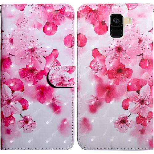 Coque Pour Samsung Galaxy A6 Plus 2018, Housse Premium En Cuir Samsung A6 Plus 2018, Magnetique Flip Case Portefeuille Pu Cuir A Rabat Housse Etui De Protection Avec Porte Cartes (Fleur 2)