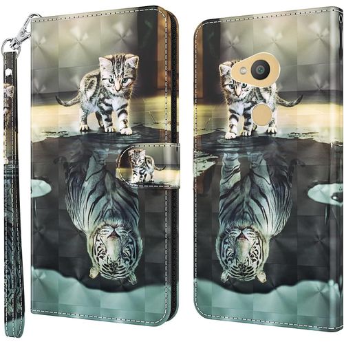 Coque Pour Sony Xperia Xa2, Housse Premium En Cuir Sony Xperia Xa2, Magnetique A Clapet Anti-Choc Flip Case Portefeuille Pu Cuir A Rabat Housse Etui De Protection Avec Porte Cartes(Chat 1)