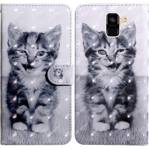 Coque Pour Samsung Galaxy A6 Plus 2018, Housse Premium En Cuir Samsung A6 Plus 2018, Magnetique Flip Case Portefeuille Pu Cuir A Rabat Housse Etui De Protection Avec Porte Cartes (Chat 4)