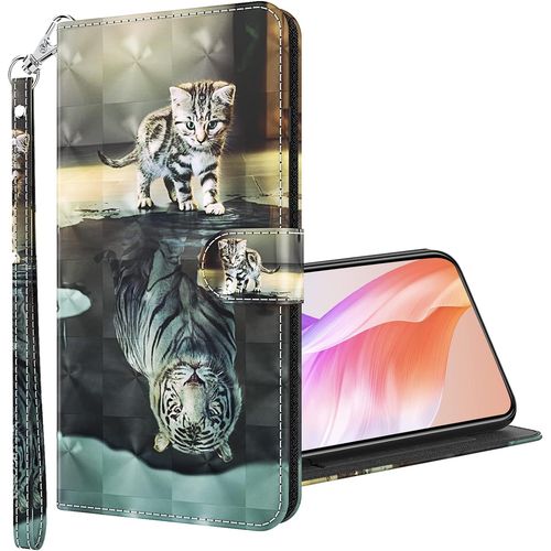 Coque Pour Samsung Galaxy A6 Plus 2018, Housse Premium En Cuir Samsung A6 Plus 2018, Magnetique Flip Case Portefeuille Pu Cuir A Rabat Housse Etui De Protection Avec Porte Cartes (Chat 1)