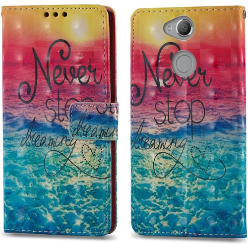 Coque Pour Sony Xperia Xa2, Housse Premium En Cuir Sony Xperia Xa2, Magnetique A Clapet Anti-Choc Flip Case Portefeuille Pu Cuir A Rabat Housse Etui De Protection Avec Porte Cartes(Ocean)