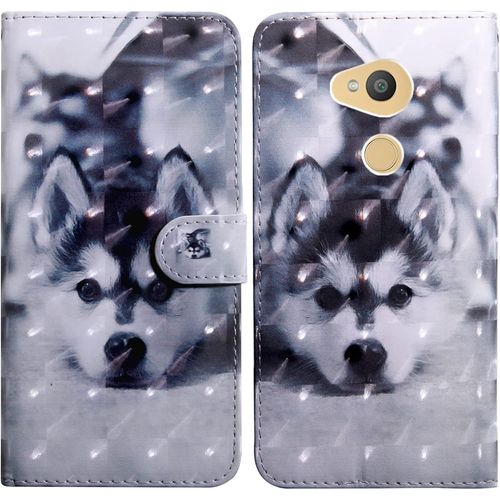 Coque Pour Sony Xperia Xa2, Housse Premium En Cuir Sony Xperia Xa2, Magnetique A Clapet Anti-Choc Flip Case Portefeuille Pu Cuir A Rabat Housse Etui De Protection Avec Porte Cartes(Chien)