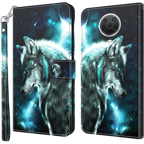 Coque Pour Nokia 6.3/G20/G10, Housse Premium En Cuir Nokia 6.3/G20/G10, Magnetique Flip Case Portefeuille Pu Cuir A Rabat Housse Etui De Protection Avec Porte Cartes (Loup)
