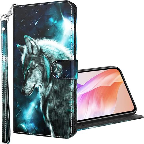 Coque Pour Samsung Galaxy A6 Plus 2018, Housse Premium En Cuir Samsung A6 Plus 2018, Magnetique Flip Case Portefeuille Pu Cuir A Rabat Housse Etui De Protection Avec Porte Cartes (Loup)