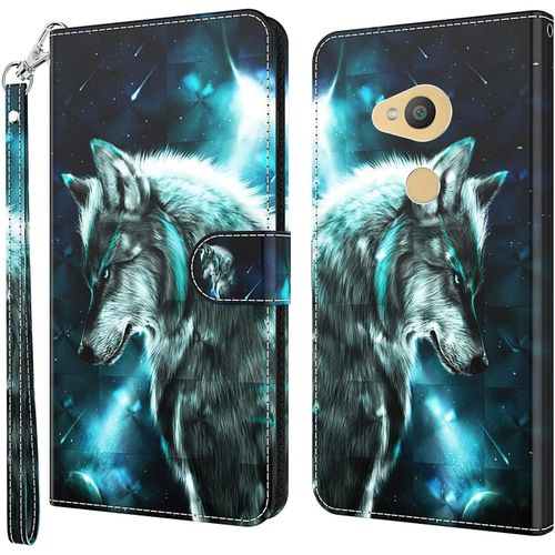 Coque Pour Sony Xperia Xa2, Housse Premium En Cuir Sony Xperia Xa2, Magnetique A Clapet Anti-Choc Flip Case Portefeuille Pu Cuir A Rabat Housse Etui De Protection Avec Porte Cartes(Loup)