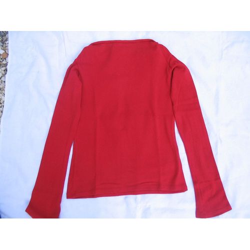 T-Shirt " Zara " , Rouge , Encolure Ras-Cou Bateau , Manches Longues