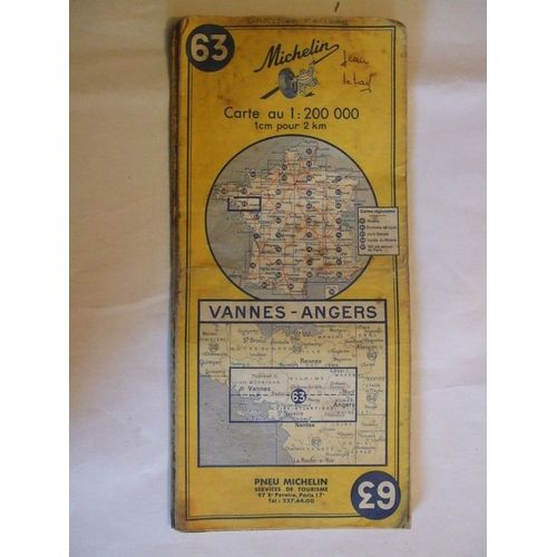 Carte Michelin N°63 Vannes Angers