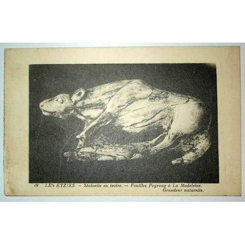 Carte Postale Ancienne Dordogne Les Eyzies Statuette En Ivoire Fouilles Peyrony A La Madeleine Grandeur Naturelle