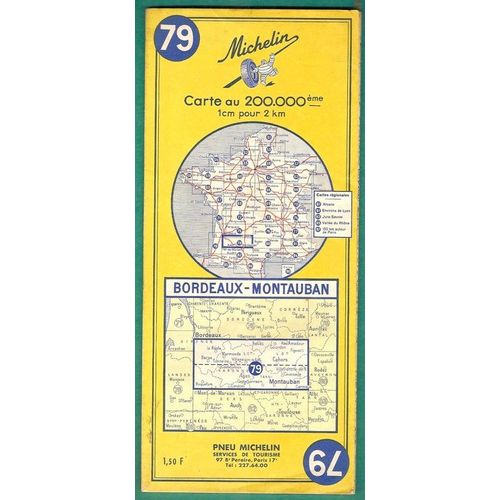 Carte Michelin N°79 De 1966 - Bordeaux - Montauban