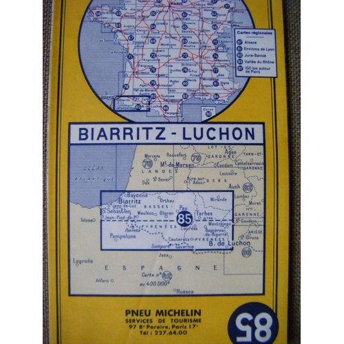 Carte Michelin N°85 De 1967 - Biarritz - Luchon