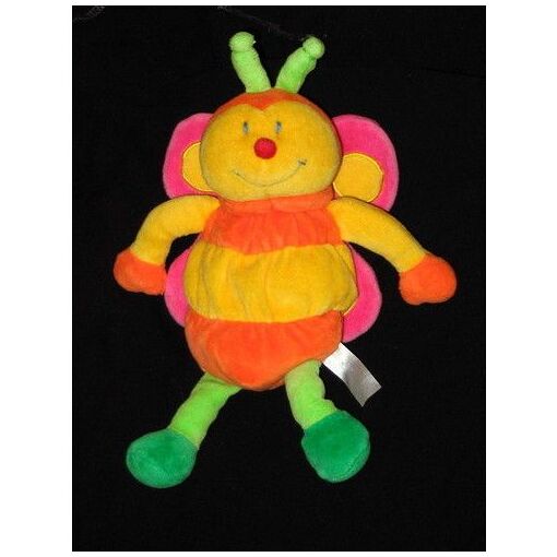 Doudou Ours Priscilla Larsen - Couleurs Vives Jaune Bleu Rouge Vert - Occasion Très Bon état