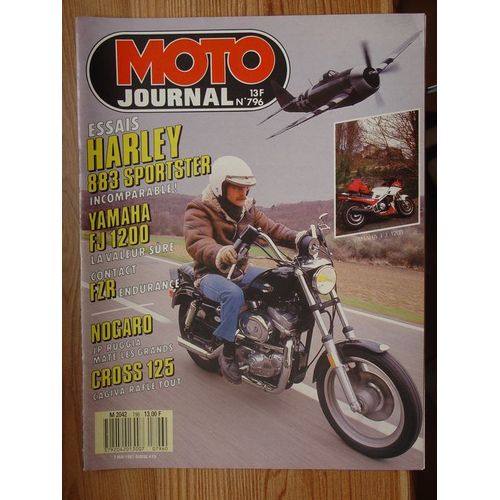 Moto Journal  N° 796 : Essais Harley 883 Sportster; Yamaha Fj 1200; Nogaro: J.P. Ruggia Mate Les Grands; Cross 125 Cagiva Rafle Tout