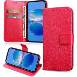 Coque Pour Oppo A74 5g / Oppo A93 5g / Oppo A54 5g, Protection Etui En Pu Cuir Portefeuille, Antichoc Housse A Rabat Compatible Avec Oppo A74 5g / Oppo A93 5g / Oppo A54 5g, Rouge
