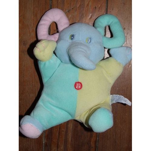 Elephant Gipsy Doudou Jaune Vert Bleu Rose Peluche De 22 Cms