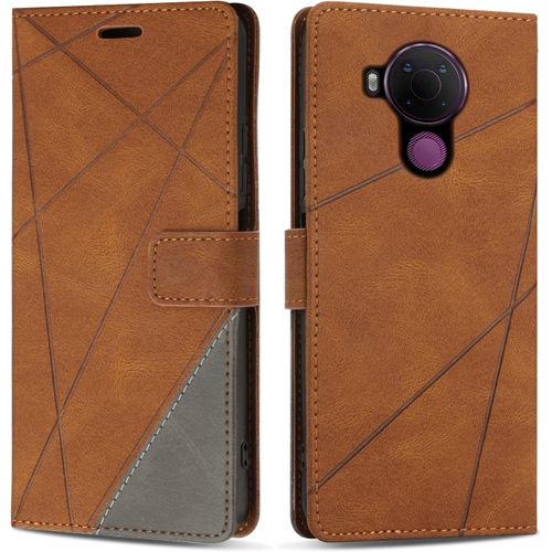 Etui Coque Pour Nokia 5.4, Protection Housse En Cuir Pu Portefeuille Livre Pour Nokia 5.4, Emplacements Cartes, Marron