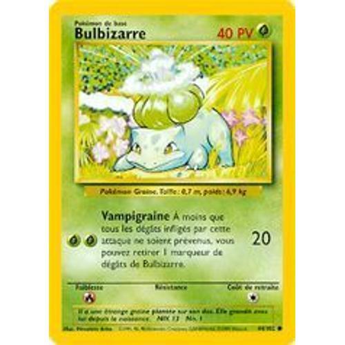 Carte Pokemon  - N°44/102 - Bulbizarre- Série 2 - 1996-1998