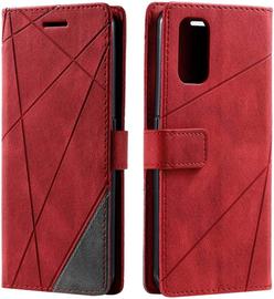 Coque Realme 7 Pro, Etui En Cuir Pu Portefeuille Housse Fermeture Magnetique Und Flip Pour Realme 7 Pro, Avec Fermeture Magnetique, Rouge