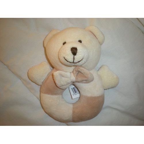 Cmp - Doudou Hochet Ours Beige Et Rose