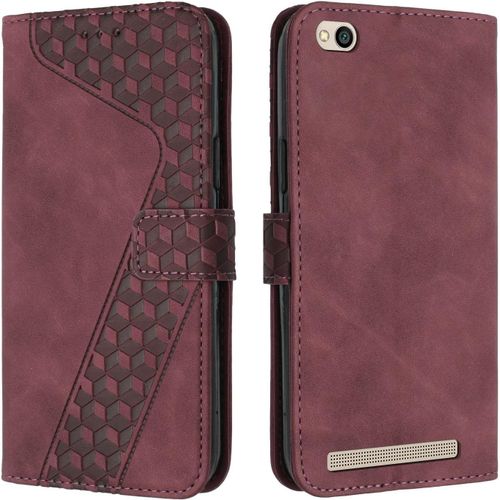 Coque Pour Xiaomi Redmi 5a, Etui Protection Housse Premium En Cuir Pu Portefeuille Etui Telephone [Fermoir Magnetique] [Fentes Pour Cartes] Flip Case Pour Xiaomi Redmi 5a (Rouge)