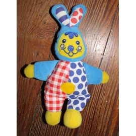 Lapin Playskool Doudou Jaune Bleu Rouge Peluche De 23 Cms